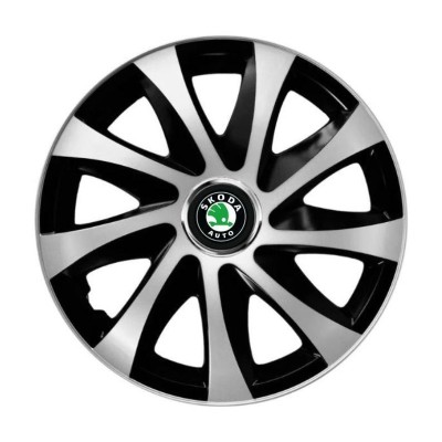 Set 4 capace roti Drift exrta silver&amp;amp;black R14 Compatibil Cu Skoda foto