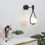 Aplica de perete, lacrima, dulie E14, 1 glob alb, 230V, corp culoare negru