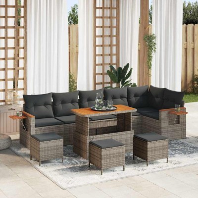 vidaXL Set de canapele pentru grădină 10 pcs Gri 110 x 55 x 71 cm 3363203 foto