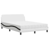 Cumpara ieftin Pat cu saltea, Dover, alb si negru, 120x200 cm, piele ecologica