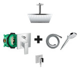 Cumpara ieftin Set de dus, baterie Hansgrohe, Metropol, palarie si para de dus, cot racord si furtun