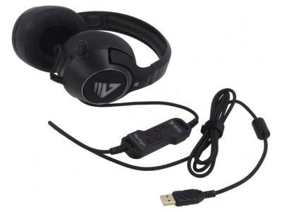 Căști cu Microfon USB Negru-Roșu 2.4m foto