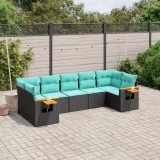 Gossi set canapele de gradina cu perne, 7 piese, negru, poliratan