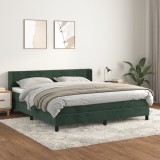 Cumpara ieftin Pat box spring cu saltea, verde &icirc;nchis, 180x200 cm, catifea