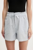 Tommy Jeans pantaloni scurți din amestec de in femei, cu imprimeu, high waist, DW0DW20360