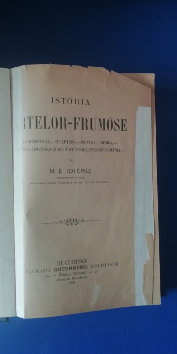 myh 524 - NE IDIERU - ISTORIA ARTELOR FRUMOASE - ED 1898