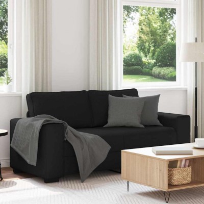 vidaXL Canapea cu 2 locuri negru 140 cm stofa 4105168 foto