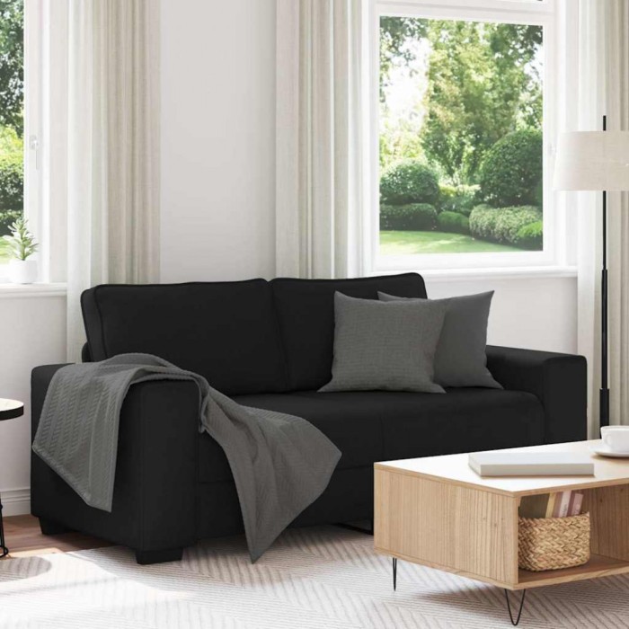 vidaXL Canapea cu 2 locuri negru 140 cm stofa 4105168