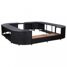 Mobilier împrejmuire spa negru 268x268x55 cm poliratan pătrat