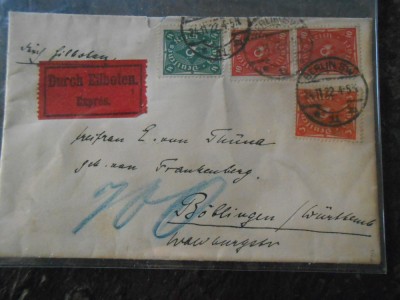 Plic circulat Germania, Deutsch reich, 1922, 4 valori, stare buna foto