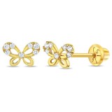 Cercei Copii din Aur 14K, in forma de Fluture cu pietre CZ