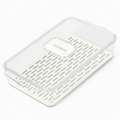 Cutie alimentară Pufo Deerbox cu sită detașabilă și capac cu aerisire, pentru fructe, legume sau m&amp;acirc;ncare, 32 x 21 x 5.5 cm foto