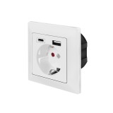 PRIZA LOGILINK, pentru perete, Schuko x 1, USB x1 / USB-C x 1 5 V/2.8 A max, 230 V AC, 50 Hz, alb &quot;PA0262&quot; (include TV 0.18lei)