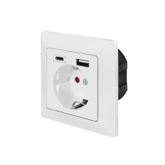 PRIZA LOGILINK, pentru perete, Schuko x 1, USB x1 / USB-C x 1 5 V/2.8 A max, 230 V AC, 50 Hz, alb &amp;quot;PA0262&amp;quot; (include TV 0.18lei) foto