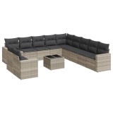 Set canapele de gradina cu perne, 12piese gri deschis poliratan