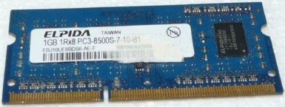 Memorie laptop Elpida - 1GB 1Rx8 PC3-8500S-7-10-B1 DDR3 foto