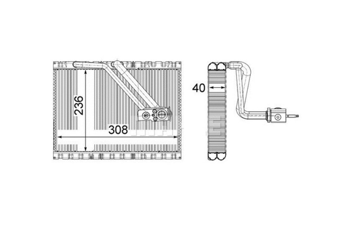 Evaporator aer conditionat Mercedes Vito/V-Klasse 2014-, 305x235x40mm, RapidAuto 50N3P8-1