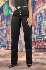 F931-1 Blugi drepti cu talie inalta accesorizati cu fermoare