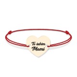 Claudia - Bratara personalizata snur si inimioara Te iubim Mami din Aur 14 karate - 0,33 grame, 12x10 mm