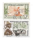 Dahomey - Marci diverse (2 buc.), 1962-1963 - valori obliterate, Sport, Stampilat