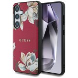 Husa pentru samsung galaxy s25 - guess grained flowers magsafe - fuchsia