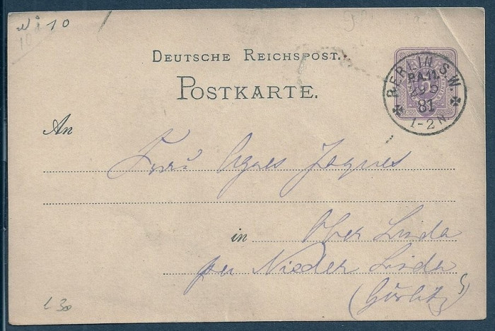 Germany 1881 Old postcard postal stationery Berlin to Gorlitz D.314