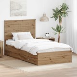 vidaXL Cadru de pat Stejar Artizanal 100 x 200 cm Lemn compozit 3411349