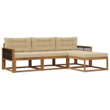 vidaXL Set de canapele de exterior cu pernă 4 pcs Natural și Bej 3382466