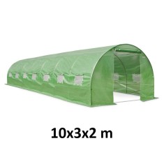 Sera solar tip tunel, 10x3x2 m, ferestre cu plasa anti-insecte, 1 usa rulanta, folie pe cu filtru uv4, verde foto
