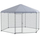 PawHut Cotet Exterior pentru Găini, Acces Ușor, Galvanizat, Acoperiș, pentru 10-15 Păsări, 4x3.5x2.6 m, Argintiu | Aosom Romania