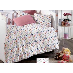 Lenjerie de pat pentru o persoana cu husa de perna dreptunghiulara, Kids, bumbac ranforce, gramaj tesatura 120 g/mp, multicolor