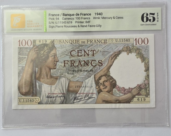 100 Francs 1940 Franta