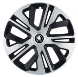 Cumpara ieftin Set 4 Capace Roti Creative Rey&reg; potrivite jantelor de 14 inch, pentru Skoda Alb Negru, model Raven Mix, Autohelix MSA