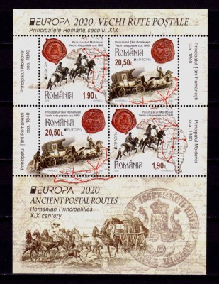 RO 2020 LP 2280a &amp;quot;Europa - Vechi rute postale&amp;quot; , colita 831 Tip I , MNH foto