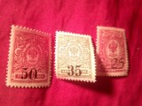 3 Timbre Rusia 1918 supratipar 25kop/4kop si 1919 35kop/2kop si 50kop/3kop
