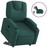 Cumpara ieftin Fotoliu electric rabatabil cu ridicare, verde inchis, textil