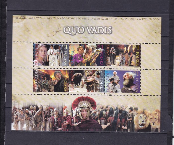 POLONIA 2001 SCENE DIN FILMUL QUO VADIS BLOC MNH