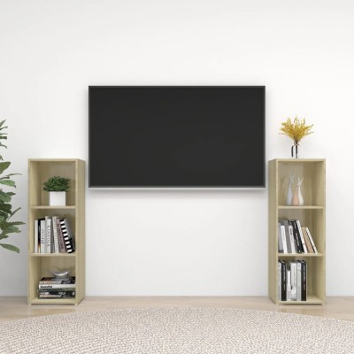 vidaXL Comode TV, 2 buc., stejar Sonoma, 107x35x37 cm, PAL foto