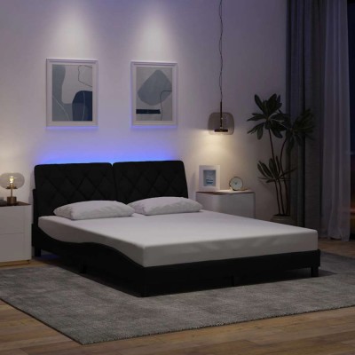 vidaXL Cadru de pat cu LED fără saltea Negru 160x200 cm Material 3310680 foto
