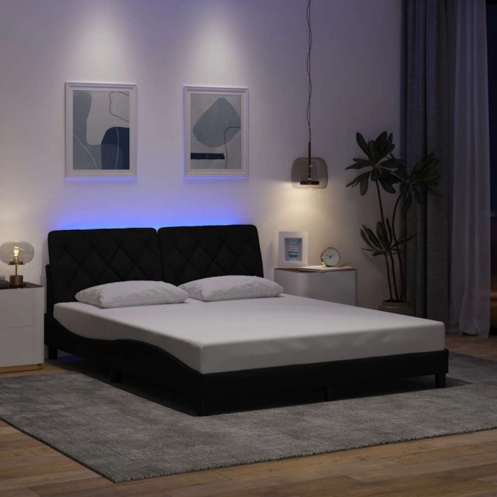 vidaXL Cadru de pat cu LED fără saltea Negru 160x200 cm Material 3310680