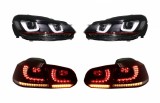 Faruri si Stopuri Full LED VW Golf 6 VI (2008-2013) R20 U Design cu Semnal LED Dinamic Performance AutoTuning, KITT