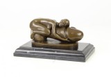 Femeie pe un falus- statueta erotica pe soclu din marmura KF-84, Bronz, Nuduri