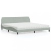 VidaXL Pat cu saltea, Dover, gri deschis, 200x200 cm, catifea 3208471