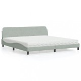 VidaXL Pat cu saltea, Dover, gri deschis, 200x200 cm, catifea 3208471