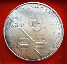 (A6) MONEDA DIN ARGINT PORTUGALIA - 1000 ESCUDOS 1997, 200 DE ANI DE LA CREDITO PUBLICO