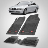 Covorase Auto TEAMCAR&reg; Tip Tavita pentru BMW Seria 5 E39 1995-2003, Compatibile Universal, Negru, Set Complet Față-Spate, Cauciuc, Oem