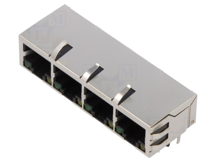 Conector RJ45 ecranat cu LED, THT