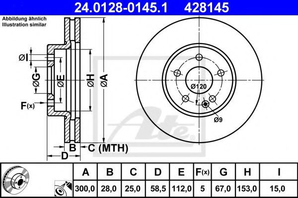 Disc frana MERCEDES VIANO (W639) (2003 - 2016) ATE 24.0128-0145.1