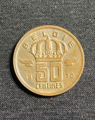 Moneda 50 centimes 1970 Belgia foto