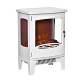 HOMCOM Semineu Electric Efect Flacara si 3 Laturi Deschise, Temperatura Reglabila 1000W-2000W, Acoperire 20-25m&sup2;, 39x26x54.8cm, Alb | AOSOM RO